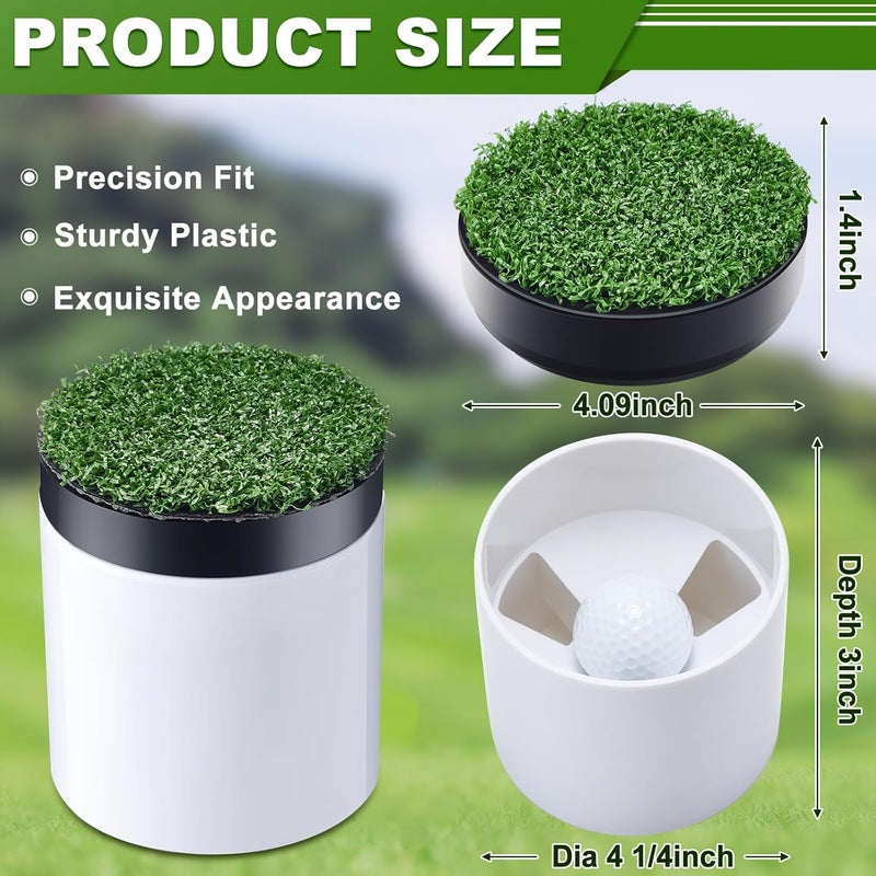 Seenelling 2 Sets Golf Hole Cup for Putting Green Golf Accessories for Backyard Practice with Plastic Hole Cups Cover for Base Enhanced Home Golfing Experience - Image 3
